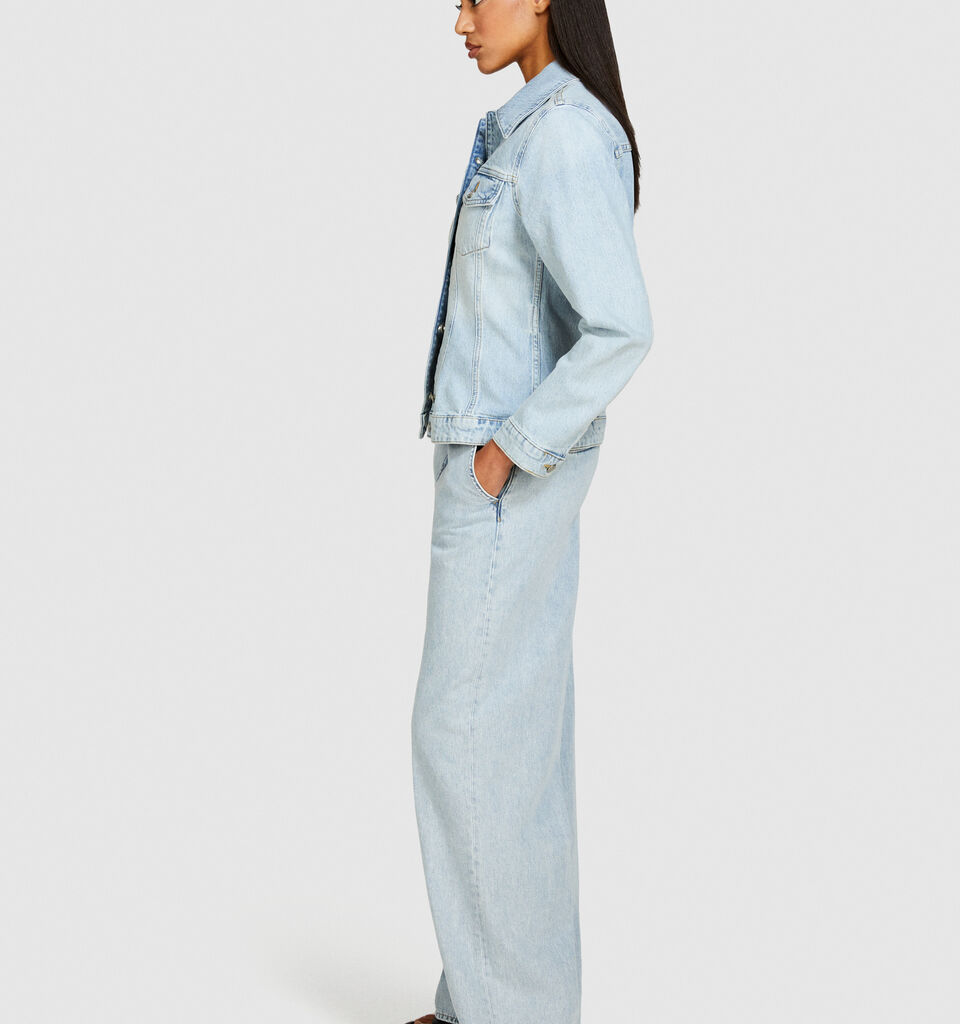 Slim fit denim jacket - women's jackets - Light Blue | Sisley image number 2